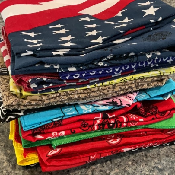 Set of 15 mostly cotton bandanas for hair, crafting or the dog. You choose. - Picture 2 of 7